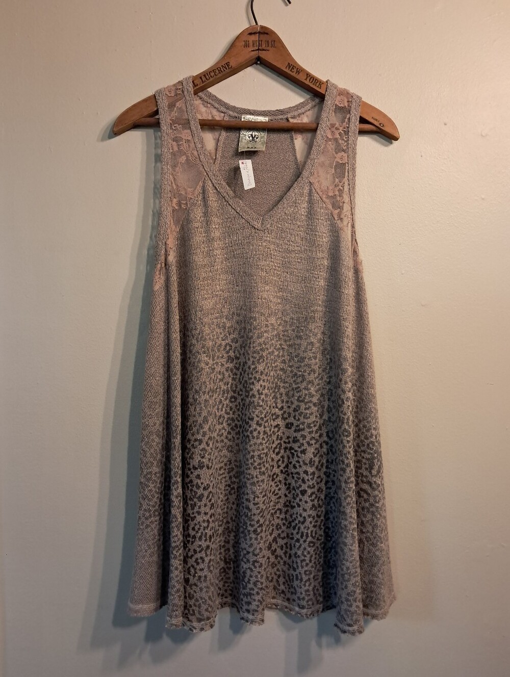 NWT Vocal USA Leopard Print Tank Top Lace
